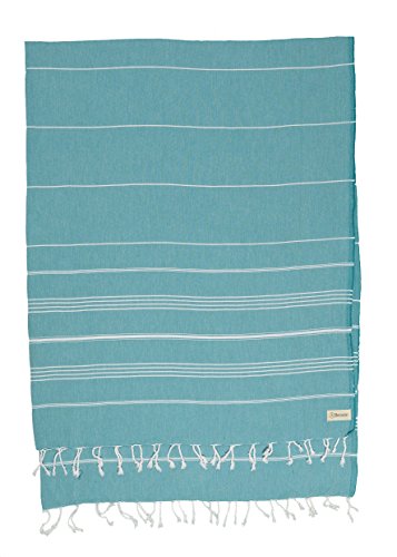 Bersuse Towels Anatolia XL Beach Blanket Throw Blanket Turkish Towel 100% Cotton Extra-Large Quick-Dry Lightweight Premium Peshtemal Towel - 61x82 Inches, Aqua - color: Aqua