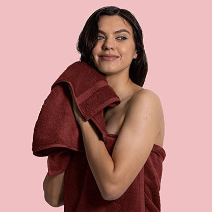 Chakir Turkish Linens | Hotel & Spa Quality 100% Cotton Premium Turkish Towels | Soft & Absorbent (6-Piece Hand Towels, Cranberry) - color: Cranberry
