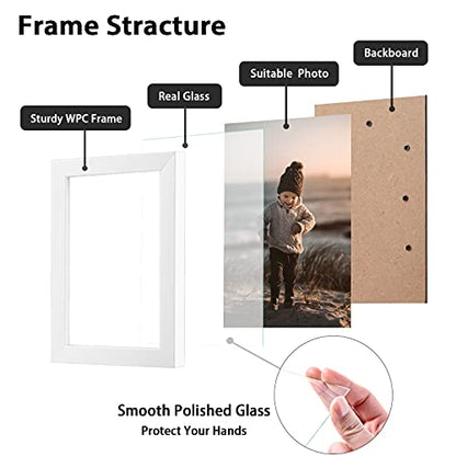 4x6 Picture Frame White Set of 6 Wooden Photo Frames | 4 x 6 Picture Frame with Plexiglass Fits 4x6 without Mat for Table and Wall Display - color: White, size: 4x6