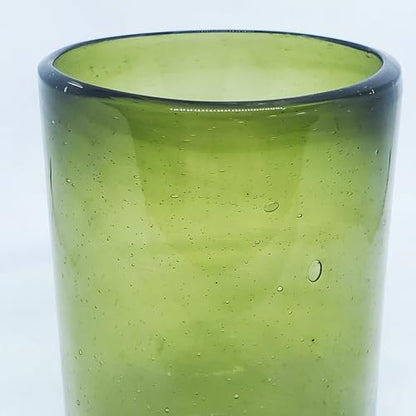 Solid Olive Green 14 oz Drinking Glasses (set of 6), Recycled Glass, Lead-free, Toxin-Free (14oz Drinking) - color: Olive Green, size: 14 oz