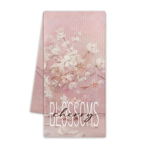 Cherry Blossom Kitchen Towels, Spring Pink Dish Towels for Kitchen, 13.8 X 23.6 Inch Decorative Hand Tea Towel for Home Bathroom, Sakura Themed Decorations & Gifts, 06 - color: Cherry Blossom