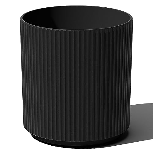 Veradek Mason Series Demi Planter - Large Round Planter for Indoor or Outdoor Patio/Balcony | Made from Plastic & Concrete with Drainage Holes | Modern Décor for Flowers, Trees, Tall Plants - color: Black, size: 20 inch