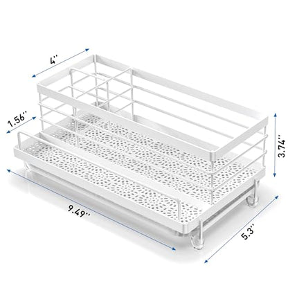 Cisily Sponge Holder for Kitchen, Sink Caddy Organizer, Kitchen Sink Accessories with Drip Tray, Rustproof and Non-slip Kitchen Sink Sponge Holder (White) - color: White