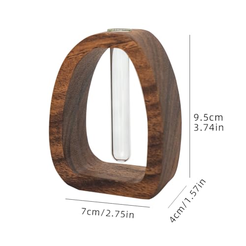 Solid Wood Frame Glass Test Tube Vase Desk Hydroponic Plant, Enhances Home and Office Environment, Small Size (Small) - size: Small Single Tube