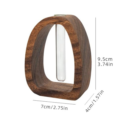 Solid Wood Frame Glass Test Tube Vase Desk Hydroponic Plant, Enhances Home and Office Environment, Small Size (Small) - size: Small Single Tube
