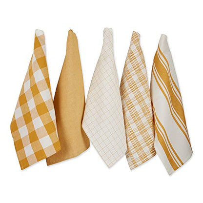 DII Basic Kitchen Large Cotton Dishtowel Set of 5, 18x28, Honey Gold - color: Honey Gold
