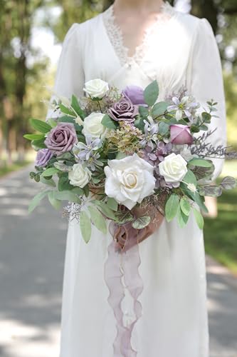 Serra Flora Artificial Greenery Spray Box Set(Pack of 38pcs) with 9 Kinds of DIY Wedding Bouquet Filler Table Centerpieces and Floral Arrangement (Lilac & Green) - color: Lilac &Green