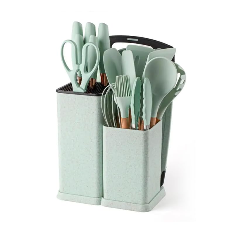 Kitchen Utensil Set with Holder – 19-Piece Silicone Cooking Tools with Stand | Heat Resistant, Non-Stick, BPA-Free | Cooking Utensils for Home & Professional Use