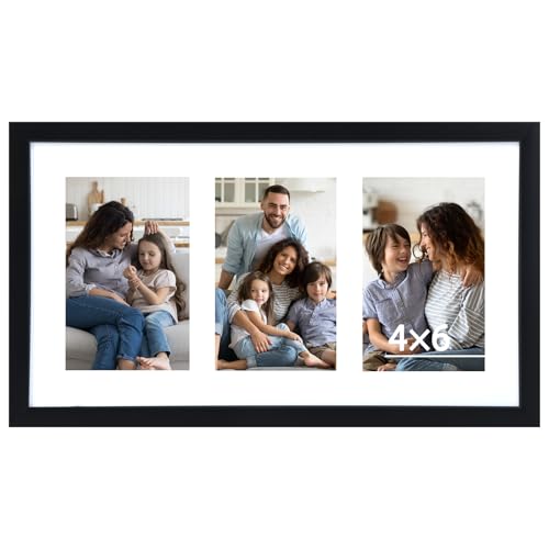 Fixwal 8x14 Collage Picture Frame, Holds Three 4x6 Photos, PVC | Shatter Resistant Plastic Cover, Wall or Tabletop Decor - size: 8x14（3-4x6）