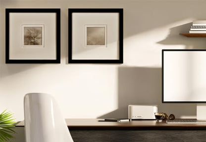 Yaetm 12x12 Square Picture Frame Matted to 5x5, Double Floating Ivory Mat, Black Photo Frame with Polished Tempered Glass for Wall Gallery, Home and Office, Wall Mounting, 3 Pack, Black