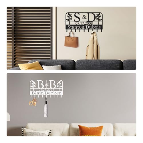 Custom Metal Key Holder, Personalized Key Holder Wall Mount with，Name Background Letter Theme, Ideal Keys Holder On Wall, Suitable for Living Room, Entrance, Kitchen(530) - color: Branches