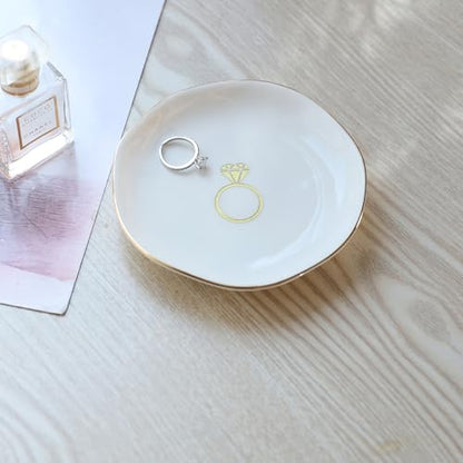 Ring Dish Printed Ring，Engagement Engaged Wedding Bridal Gifts for Newly Engaged Friend,Daughter, Sister,Newlyweds,BFF - style: Ring
