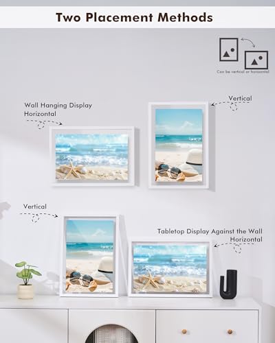 DLQuarts 18x24 Floating Picture Frame for 16x20/13x19/12x18/11x14 Photos, 2-Pack Solid Wood Double Plexiglass Wall Art Frames, Any Size Photo up to 18x24 Display, White - color: Chalk White, size: 18x24