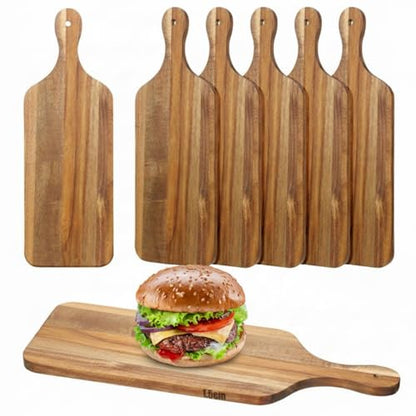 Didaey 6 Pcs Cutting Board Bulk Kitchen Thicken Chopping Platter with Handles Wooden Charcuterie Serving Trays Blank Wood Boards for Engraving Wedding Housewarming(Acacia Wood,17 x 6 Inch) - size: 17 x 6 Inch