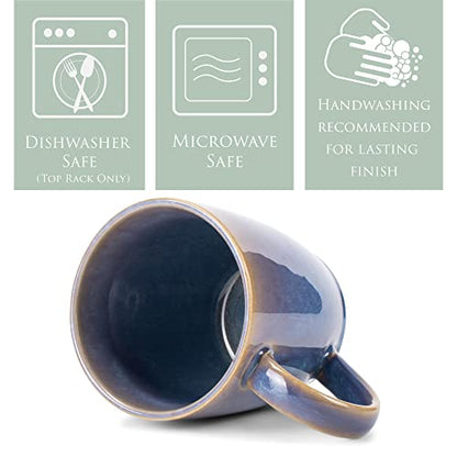 Elanze Designs Reactive Glaze 17 ounce Ceramic Curved Body Mugs Set of 4, Ocean Sunrise - color: Ocean Sunrise