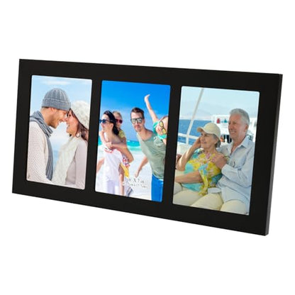 Collage Picture Frame Black Wood 5x7 3-Opening 1 Pack - color: Black-3, size: 3 5X7