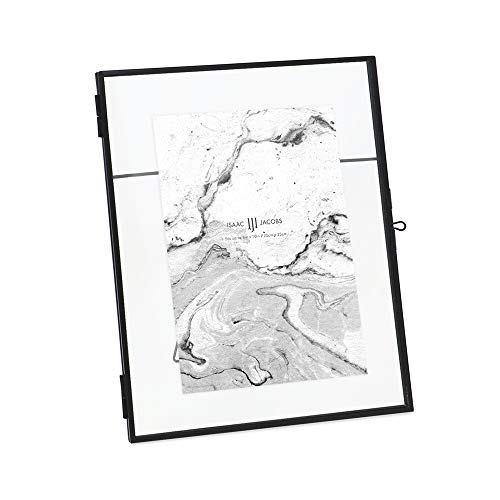 Isaac Jacobs 8x10 Black Vertical Metal Floating Photo Frame, Locket Closure | Modern Style Brass and Glass, Metal Floating Desk Photo Frame (Vertical), with Locket Closure, Art, Mementos & Keepsakes - size: 8x10