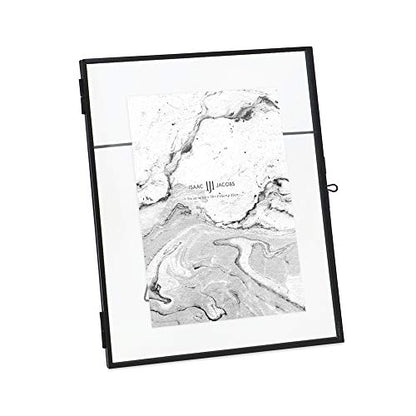 Isaac Jacobs 8x10 Black Vertical Metal Floating Photo Frame, Locket Closure | Modern Style Brass and Glass, Metal Floating Desk Photo Frame (Vertical), with Locket Closure, Art, Mementos & Keepsakes - size: 8x10