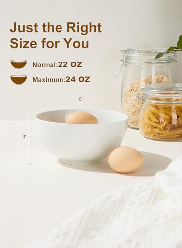 22 oz White Porcelain Bowls Set of 4 – Cereal, Soup, Rice, Oatmeal & Salad Bowls – Microwave & Dishwasher Safe, Stackable for Kitchen Use | Porcelain Bowls,Stackable, Microwave Dishwasher Safe,Cereal, Soup, Rice, Oatmeal & Salad Bowls,Kitchen Use - size: