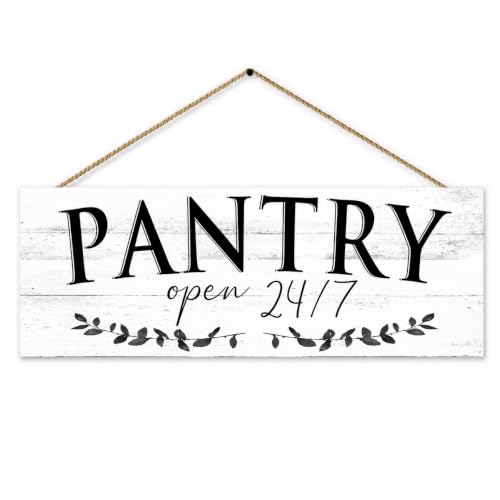 1 KINGO Rustic Pantry Signs Wall Decor: Farmhouse Kitchen Wall Art 6" x 14.5" Canvas Print Decorative Plaque Wall Hanging Open 24/7 Sign for Pantry Dining Room Home Decor - color: Pantry