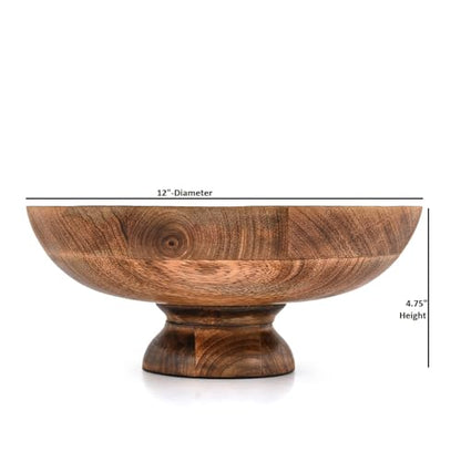 EDHAS Decorative Bowl Round Centerpiece for Dining Table, Living Room, or Kitchen Décor – Rustic Burnt Finish (12" X 12" X 4.75")