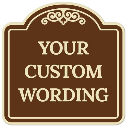 Custom Decorative Sign, Personalized Metal Sign for Business, Driveway, Home, Airbnb, Office Door Plaque, Brown Background Sign, 8x8 Inches, ACM, Fade Resistant, Made in USA by Sigo Signs - color: Brown Background, size: 8x8