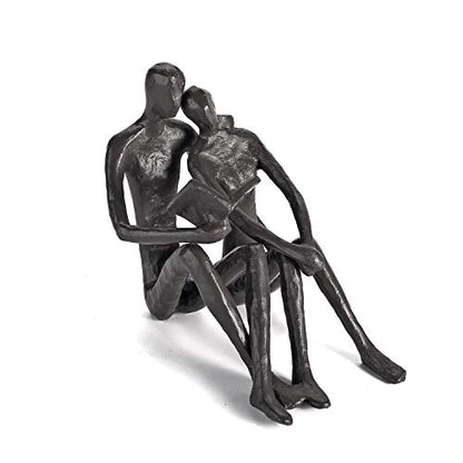 Ambipolar Romantic Reading Couple Bookshelf Decor, Cast Iron Bookend, Aesthetic Room Decor, Office Desk Decor, Home Decorative Bookend for Heavy Books, Satin Black