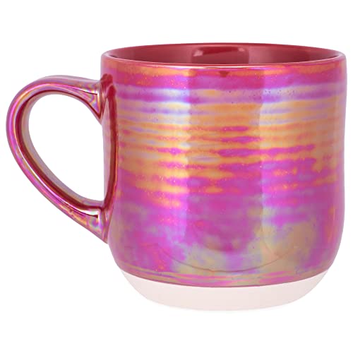Elanze Designs Glossy Reactive Glaze Large 17 Fluid Ounce Everyday Kitchen Food Grade Ceramic Stoneware Coffee Mug Cup with Comfort Curved Handles, Set of 4, Red - color: Red