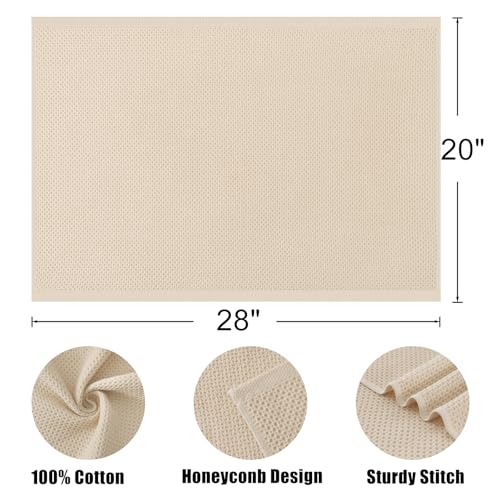 Kitinjoy 100% Cotton Waffle 4-Pack Kitchen Towels, 20" x 28", Beige | Super Soft, Ultra-Absorbent, Fast Drying, lightweight, Quick Drying Kitchen Hand Towels - color: Beige, size: 20 x 28 - 4 Pack