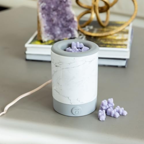 Happy Wax Marble Signature Wax Melt Warmer for Scented Wax Melts, Cubes & Tarts – Electric Wax Melter with Automatic Timer and No Scrape Silicone Dish for Easy Wax Removal - color: Marble