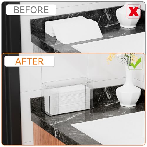 Clear Bathroom Paper Towel Dispenser,11″ Long Acrylic Trifold Paper Towel Holder,Lucite Multifold Paper Towel Dispenser for Papertowel,Z-fold,Folded,C fold,Tri Fold and Paper Napkin Holder,Pack of 1