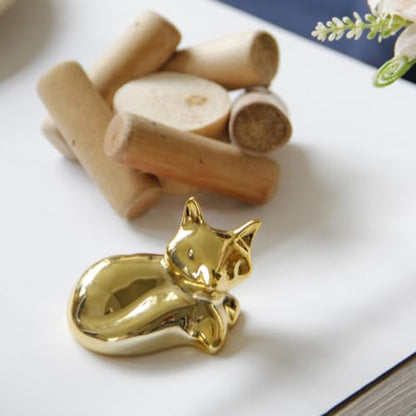 Golden Ceramic and Wood Animal Sculpture Decorative Home Ornament with Handy Design for Long-time Use, for Living Room or Gift