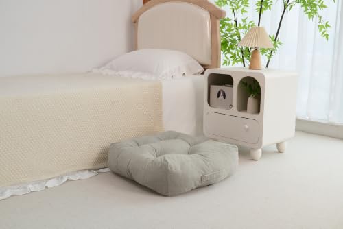 Floor Pillow Cushion with Handle for Adults Women Men | Large Meditation & Sitting Cushion Pillow for Tatami, Living Room, Yoga (1, Light Gray, Square, 22" x 22" x 6") - color: Light Gray, Square