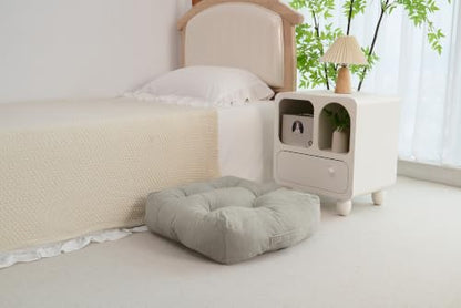 Floor Pillow Cushion with Handle for Adults Women Men | Large Meditation & Sitting Cushion Pillow for Tatami, Living Room, Yoga (1, Light Gray, Square, 22" x 22" x 6") - color: Light Gray, Square