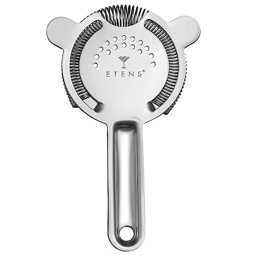 Cocktail Strainer for Drinks, Bar Strainers for Bartending, Martini Strainer for Boston Shaker Mixing Glass, Bartender Hawthorne Strainer w/Removable Spring– Stainless Steel, Silver - color: Silver