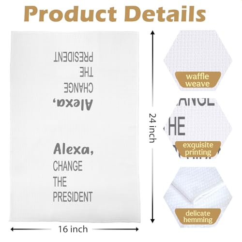 Funny Political Kitchen Towels - Funny Decorative Waffle Dish Towels, Change The President Hand Tea Towel, 16x24 Inches - Gray - color: Gray