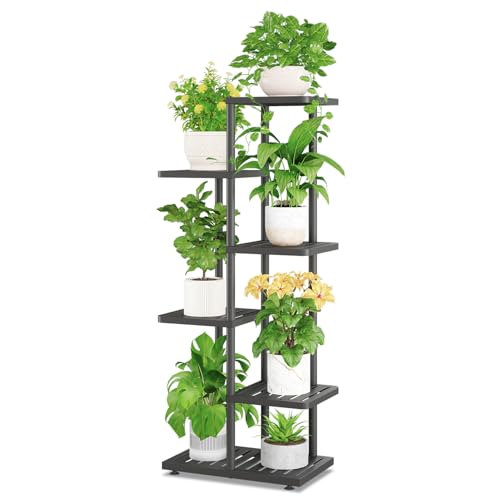 iDavosic.ly Plant Stand Indoor Outdoor, 5-Tier Tall Metal Shelf, Black | Tiered Multiple Flower Holder, Orchid Display Rack for Patio Porch Balcony Outdoor, High Large Narrow Space Saving - color: Black, size: 5 Tier