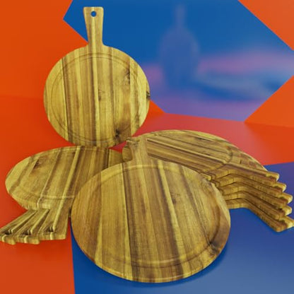 10 Pack Bulk Acacia Wood Cutting Boards with Handles, 15.7 Inch - size: 10Pcs