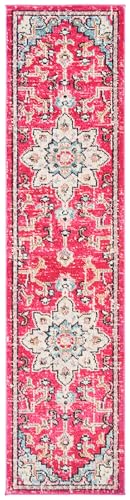 SAFAVIEH Madison Collection Area Rug - 2'2" x 4', Fuchsia Purple Pink & Blue, Boho Distressed Medallion, Non-Shedding & Easy to Clean, Ideal for Ideal for Front Door, Kitchen, Entryway (MAD473A) - color: Fuchsia/Blue, size: 2'2" x 4' (Rectangular)