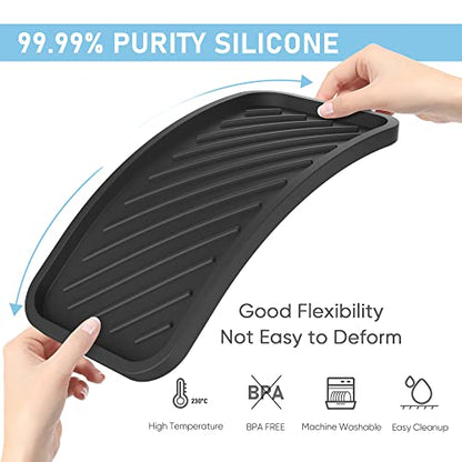 Silicone Sponge Holder-Large Thick Durable 10" Sink Organizer Tray-Kitchen | Thick Durable Sponge Caddy, Large Sink Tray, Dish Soap & Scouring Pad Holder, Countertop Drip Tray, Easy Clean, Rust-Proof - color: B-bl, size: 10x5.1inch