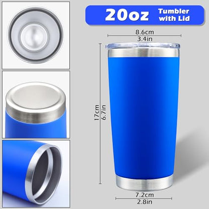 20oz Tumbler with Lid Stainless Steel Tumblers Insulated Mug Dark Blue 12P - color: Dark Blue