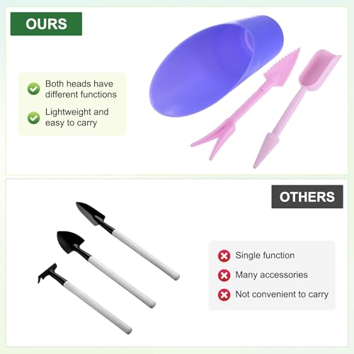 M METERXITY 2-Set Succulent Tools, Plastic 2-in-1 Mini Garden Shovel Hand Succulent Transplanting Tools Garden Shovel Transplant Trowel for Planting/Digging/Aerating/Sowing [Purple] - color: Purple