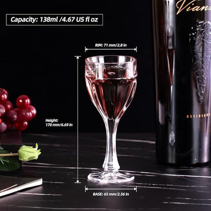 KAMMAK Crystal Red Wine Glasses Set of 2, 4.6 oz Stemmed Glasses, 781N | Hand Blown, Bordeaux Wine Glasses, Thin Rim & Long Stem, Red & White, Daily Use, Wedding or Birthday Gift for Women - size: 7KPSP781N