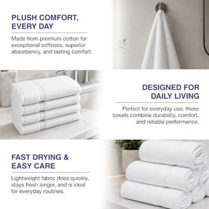 Soft Classic Towel Set - Ultra-Absorbent, Quick-Drying & Durable 4-Piece Towels - Ringspun Cotton Loops for Plush Comfort - Lightweight & Long-Lasting Bathroom Essentials - (White, Bath Towel) - style: Bath Towel-17 lb
