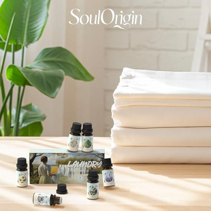 Soulorigin Laundry Fragrance Oils Set, Essential Oil for Diffuser, Aromatherapy Gift, Clean Scent Diffuser Oil, Use with Wool Dryer Balls,Chamomile, Fresh Cotton, Sage, Cedar, Lavender, Cherry Soap - color: Laundry
