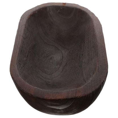 Beaupretty Wooden Decorative Bowl Rustic Dough Bowl Hand Carved Paulownia Wood Centerpiece for Table Decor Candle Holder Home Decor Accent