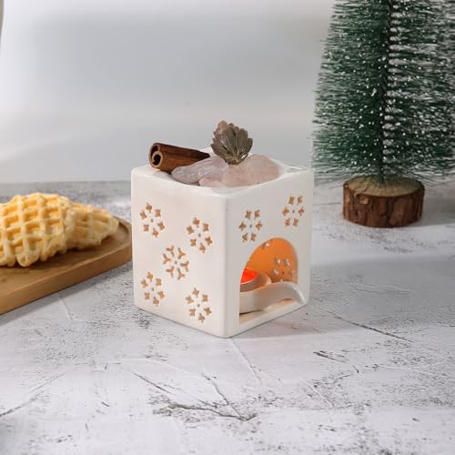 Essential Oil Burner for Scented Oil, Oil Warmer, Tealight Waxmelt Warmer, Candle Diffuser, Tea Light Holder, Square