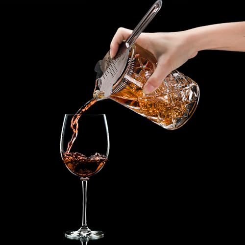Tebery Seamless Crystal Cocktail Mixing Glass for Stirring Drinks, 16Oz Thick Bottom Bar Mixing Pitcher, Stirring Glass Drink Maker for Bar, Bartenders