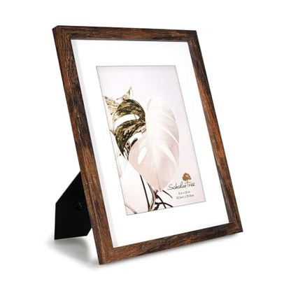 Wooden Brown 8x10 Picture Frame set of 4, Display 8x10 without Mat Wall Gallery Photo Frames