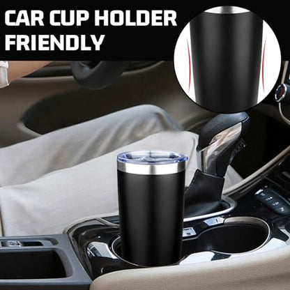 20oz Tumbler with Lid Double Wall Vacuum Insulated Travel Coffee Mug Stainless Steel Thermal Cup Powder Coated Sturdy Coffee Tumbler Bulk for Hot and Cold Beverage (Black,4) - color: Black, size: 20 Ounces (4 Pack)